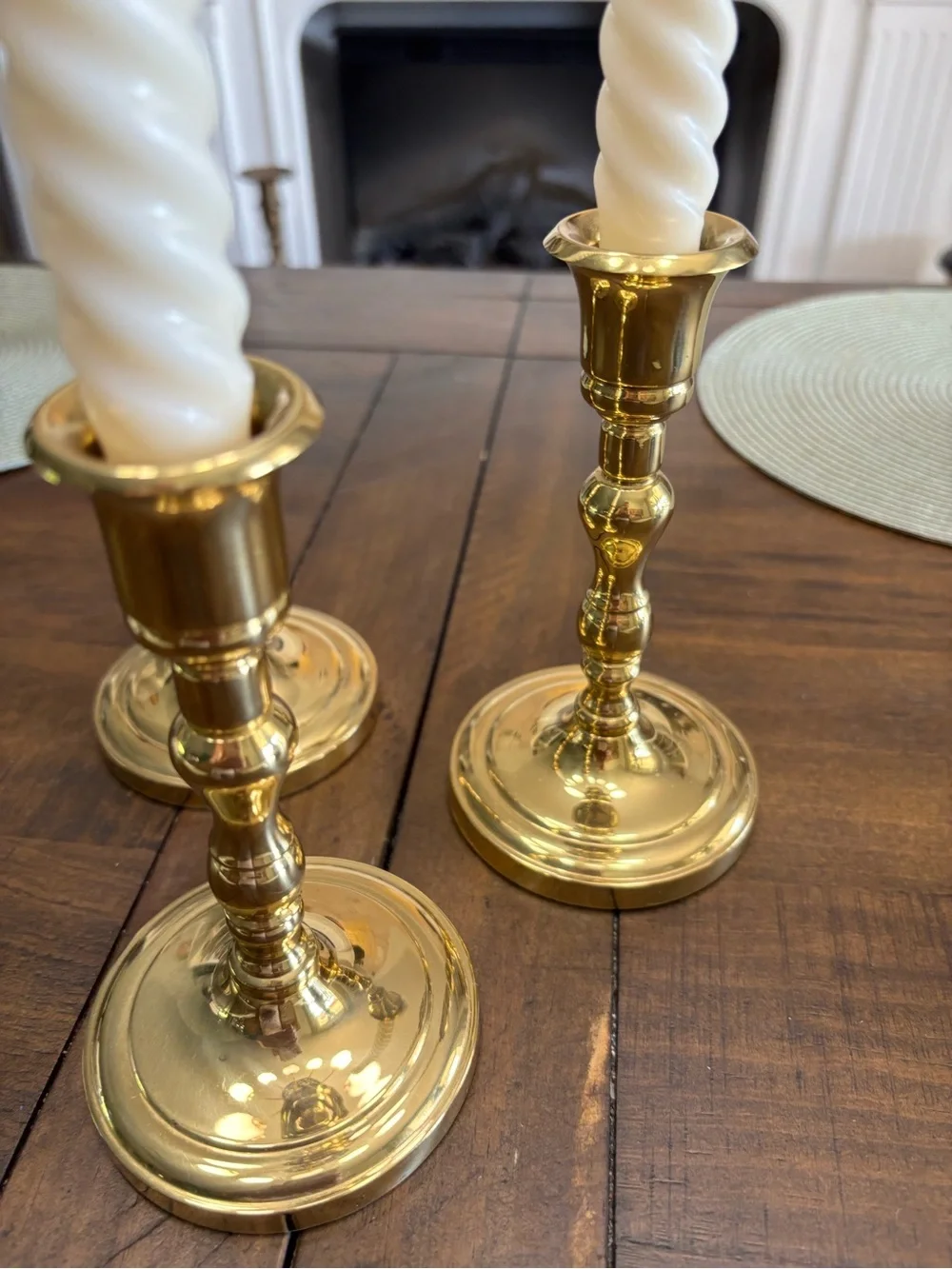 Three brass partylite tapered candle holders